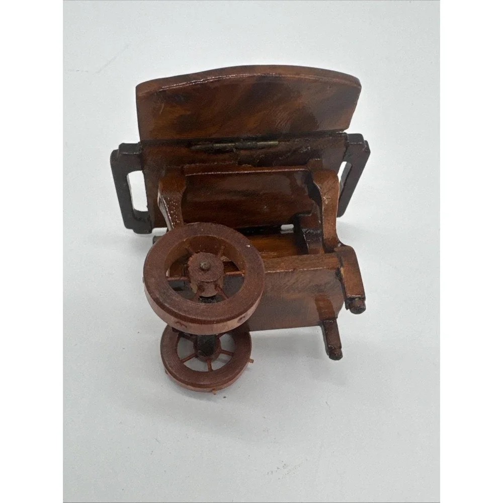Vtg Dollhouse Miniature Wooden Tea Cart Serving Table On Wheels Furniture